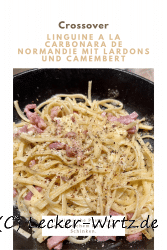 Linguine a la Carbonara de Normandie mit Lardons und Camembert
