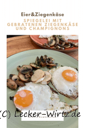Spiegelei mit gebratenen Ziegenkäse und Champignons