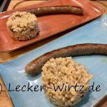 Pilzrisotto mit Rindsbratwurst