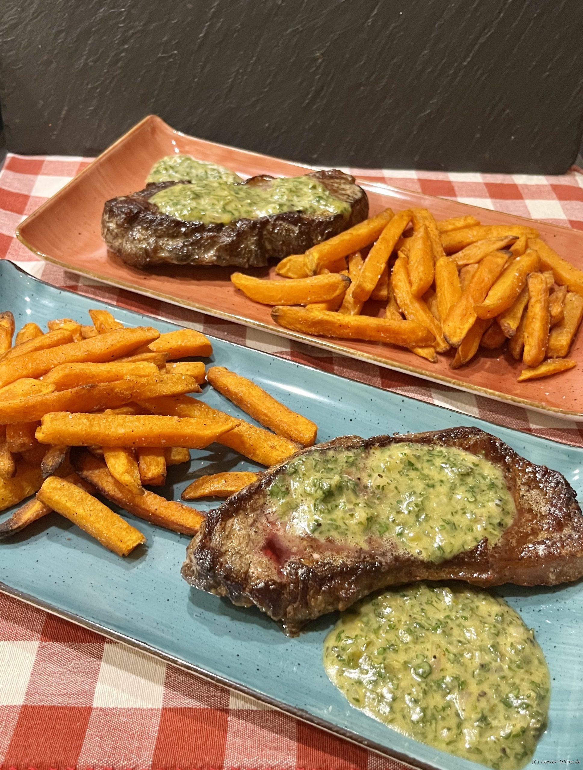 Rumpsteak mit Süßkartoffeln und Kräuter-Bernaise