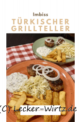 Köfte Grillteller mit Krautsalat und Pommes Frites