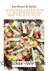 Jahrgangssardinen La Quiberonnaise auf Salatplatte mit Radieschen