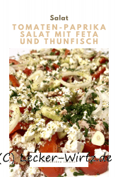 Tomaten-Paprika Salat mit Feta und Thunfisch