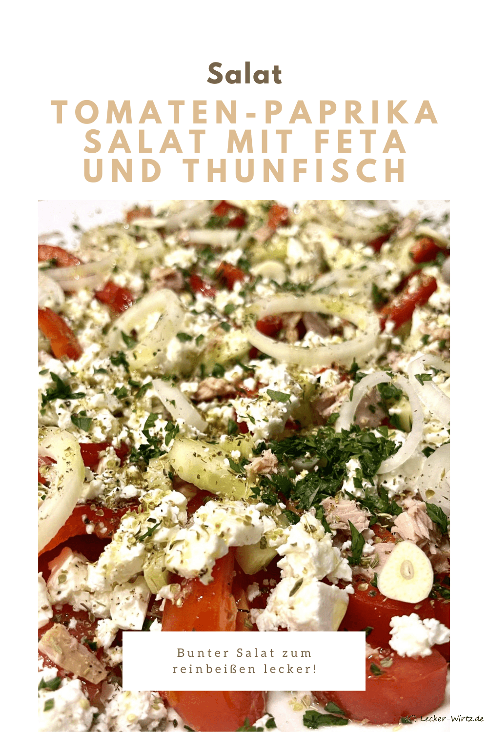 Tomaten-Paprika Salat mit Feta und Thunfisch