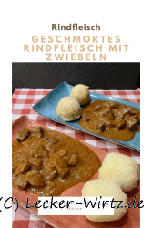 Geschmortes Rindfleisch mit Zwiebeln