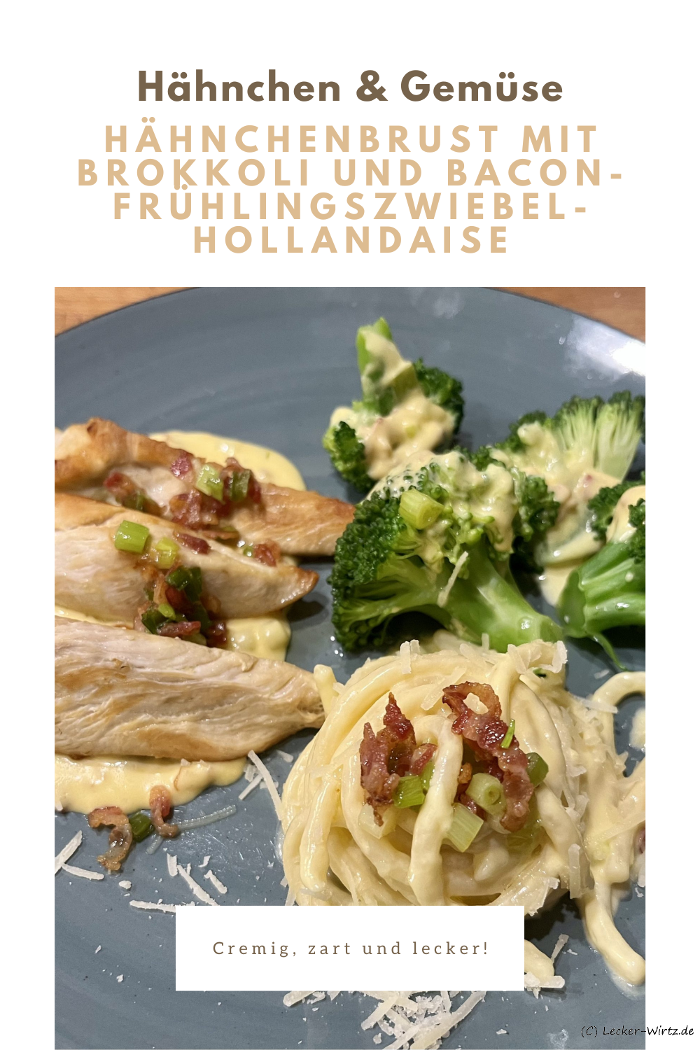 Hähnchenbrust mit Brokkoli und Bacon-Frühlingszwiebel-Hollandaise