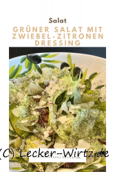 Grüner Salat mit Zwiebel-Zitronen Dressing und Parmesan