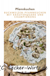 Buchweizenpfannkuchen mit Kräuterquark und Champignons