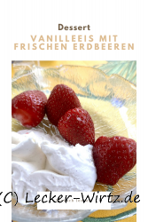 Vanilla ice cream with fresh strawberries