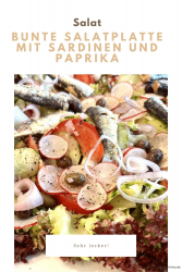 Bunte Salatplatte mit Sardinen und Paprika