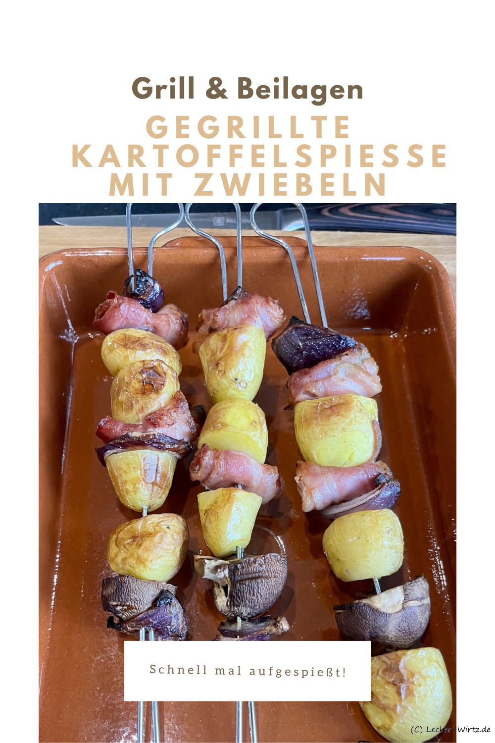 Gegrillte Kartoffelspieße mit Zwiebeln