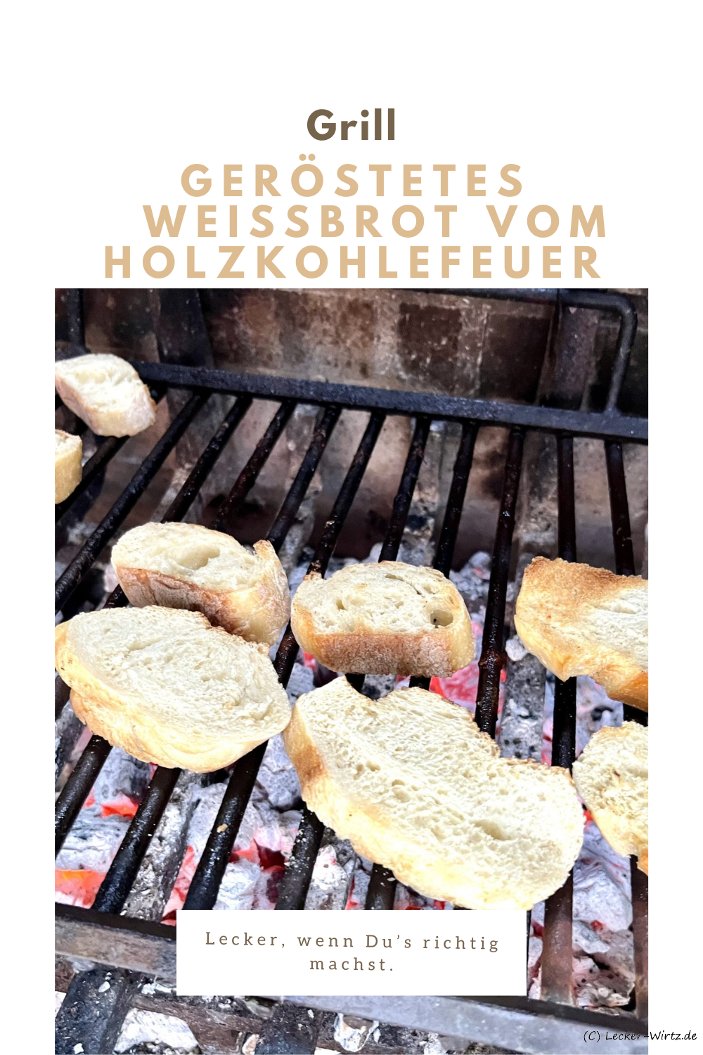 Geröstetes Weißbrot vom Holzkohlefeuer