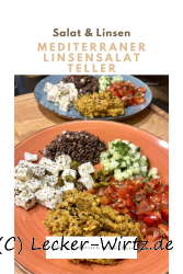 Mediterraner Linsensalat mit Tomaten-Paprika und Gurken-Selleriesalat