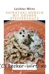 Shirataki noodles with green pepper sauce
