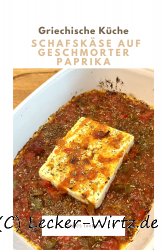 Griechischer Schafskäse auf geschmorter Paprika