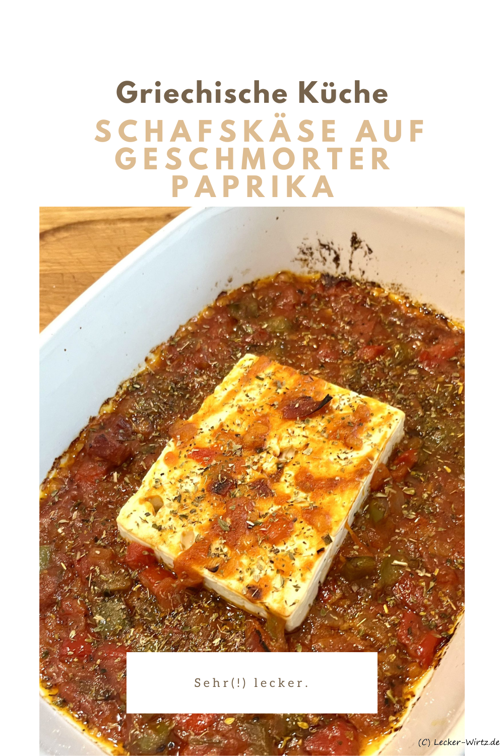 Griechischer Schafskäse auf geschmorter Paprika