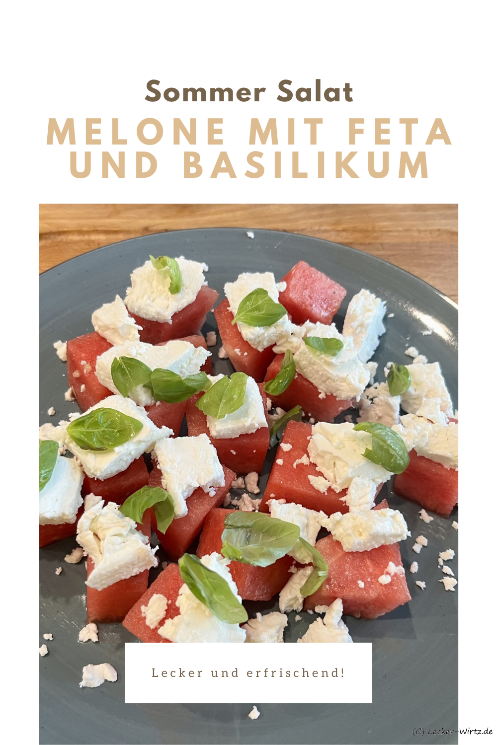 Melone mit Feta und Basilikum
