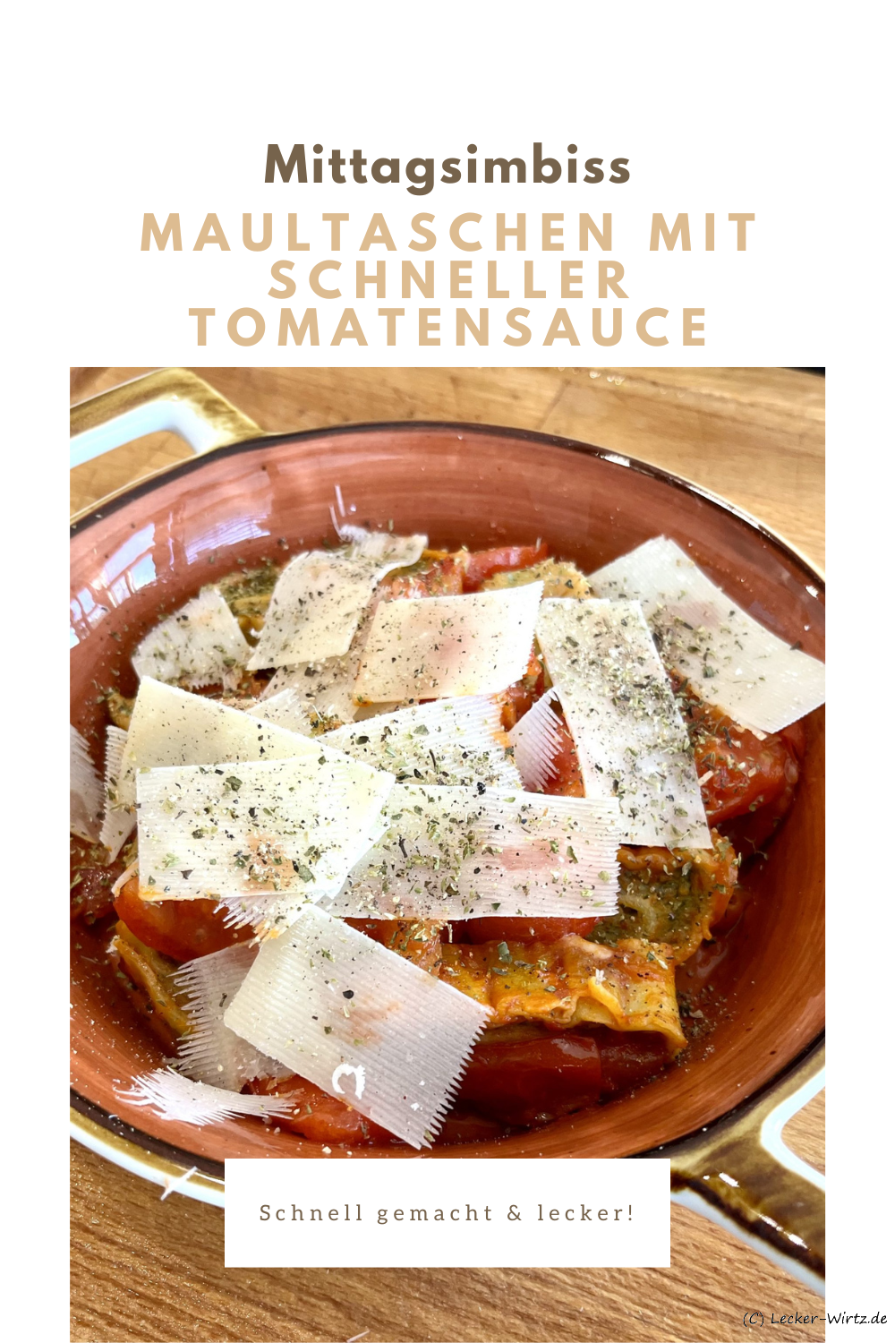 Maultaschen mit schneller Tomatensauce