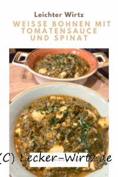 Weiße Bohnen mit Tomatensauce und Spinat