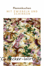 Flammkuchen mit Zwiebeln und Schinken