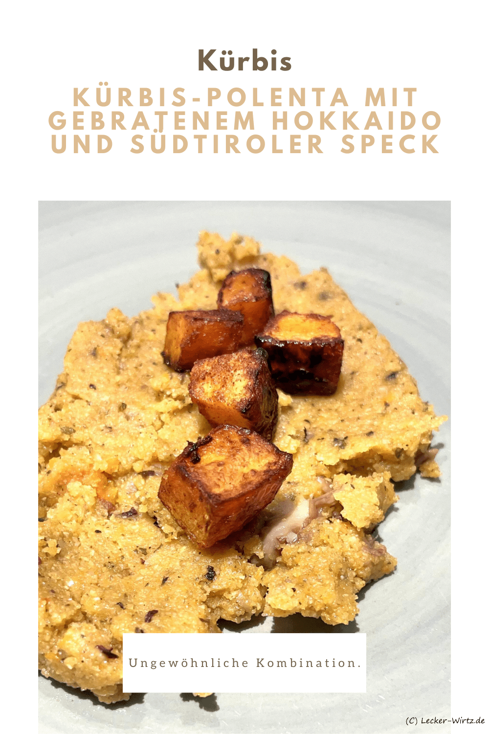 Kürbis-Polenta mit gebratenem Hokkaido und Südtiroler Speck