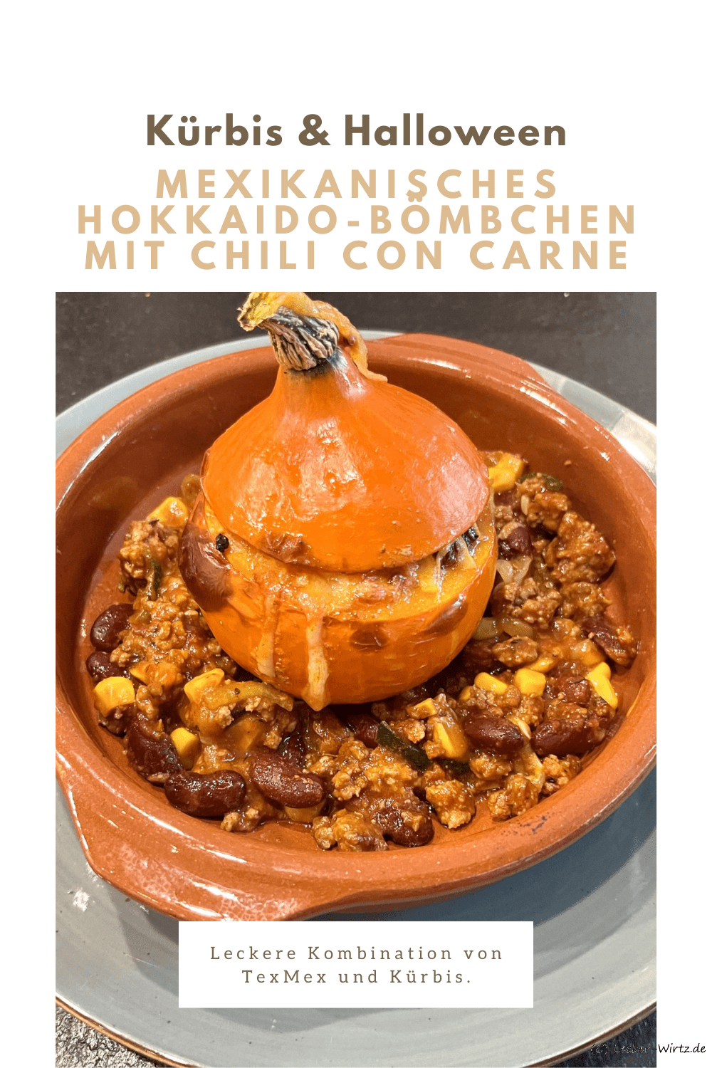 Mexikanisches Hokkaido-Bömbchen mit Chili con Carne