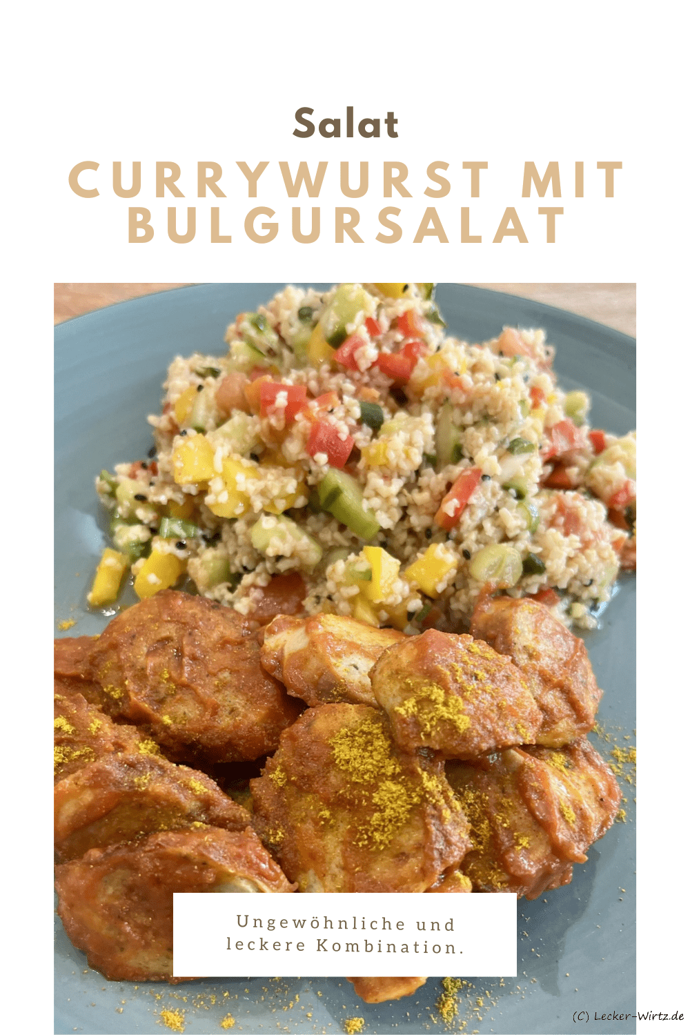 Currywurst mit Bulgursalat