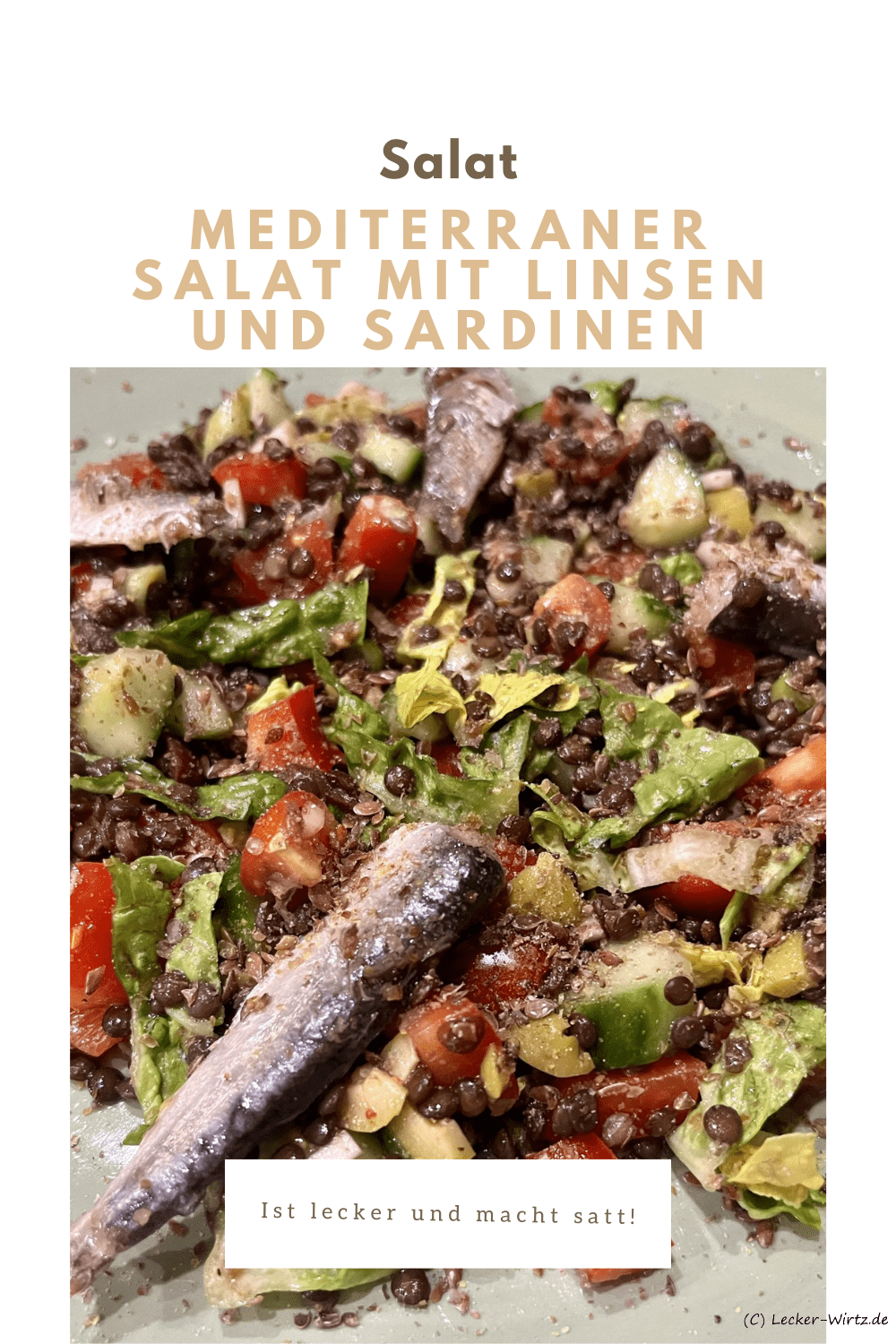 Mediterraner Salat mit Linsen und Sardinen