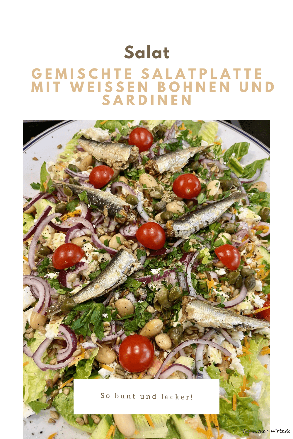 Gemischte Salatplatte mit weißen Bohnen und Sardinen