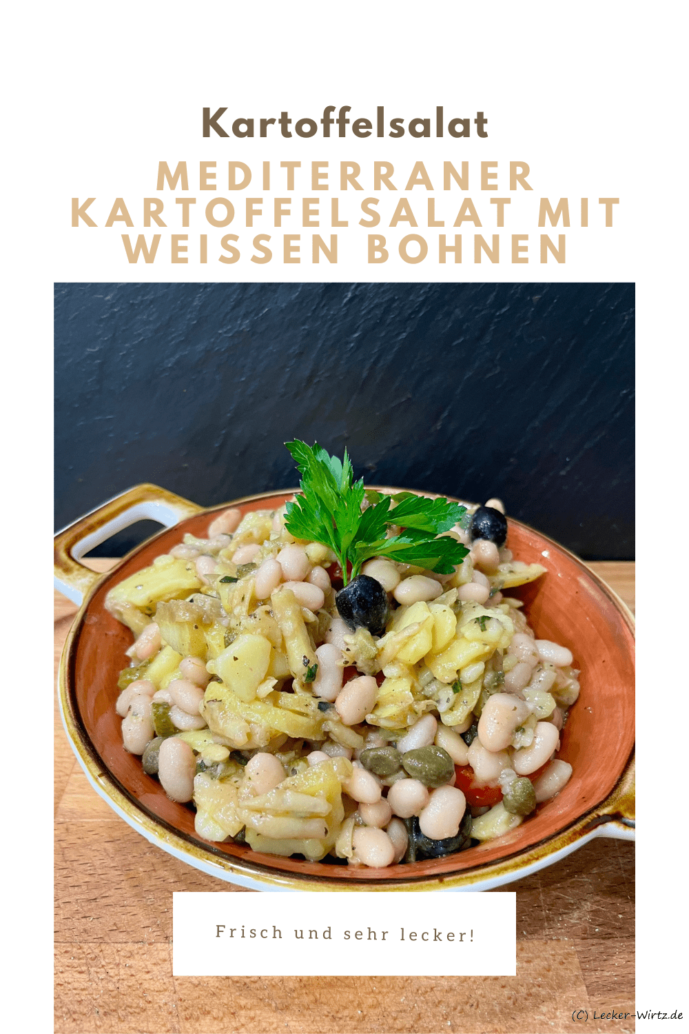 Mediterraner Kartoffelsalat mit weißen Bohnen