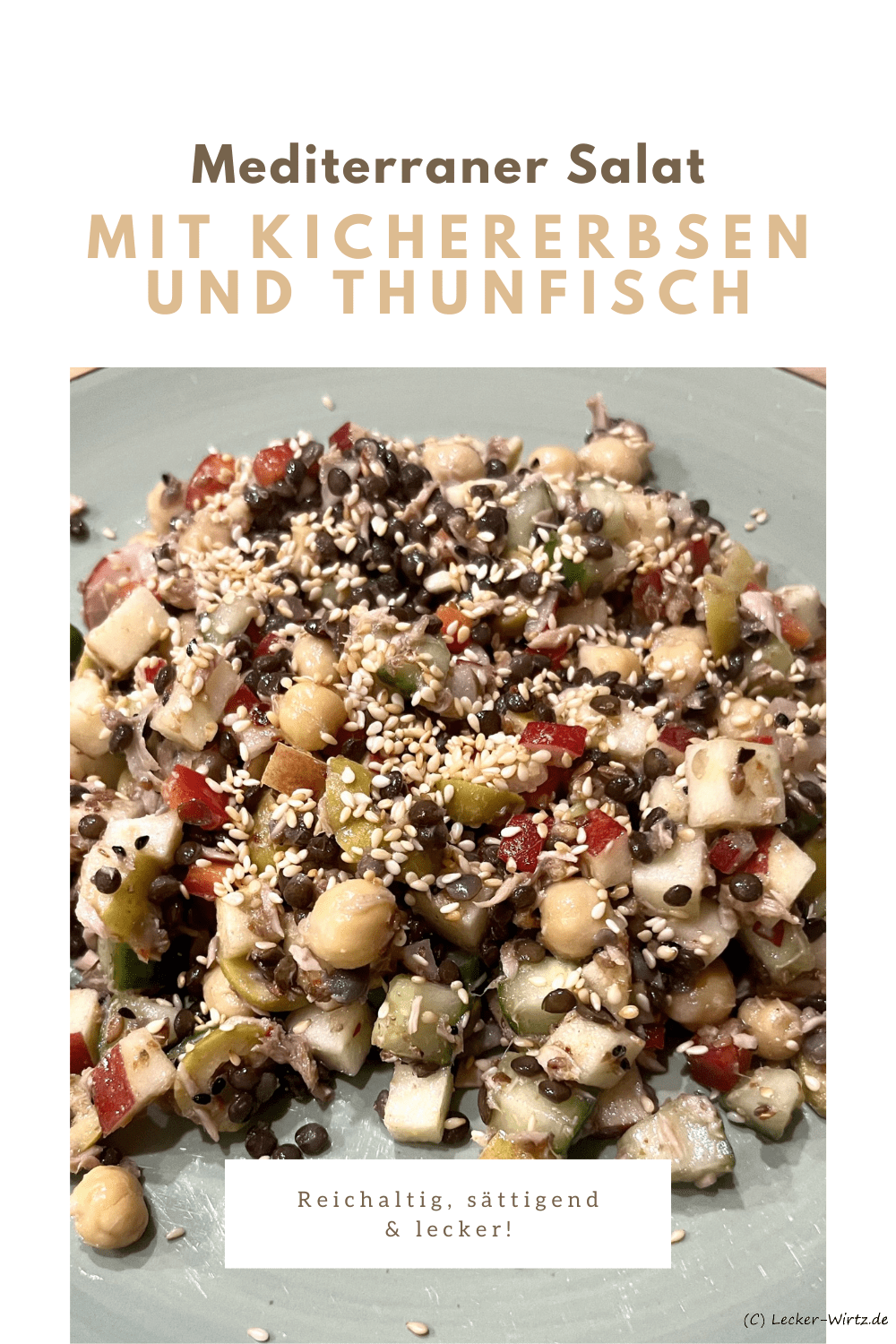 Mediterraner Salat mit Kichererbsen und Thunfisch