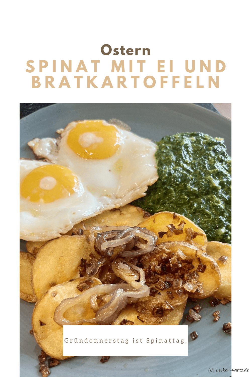 Spinat mit Ei und Bratkartoffeln