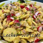 Bayrischer Kartoffelsalat mit süßem Senf, Speck und Radieschen