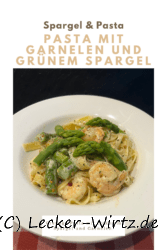 Pasta mit Garnelen und grünem Spargel