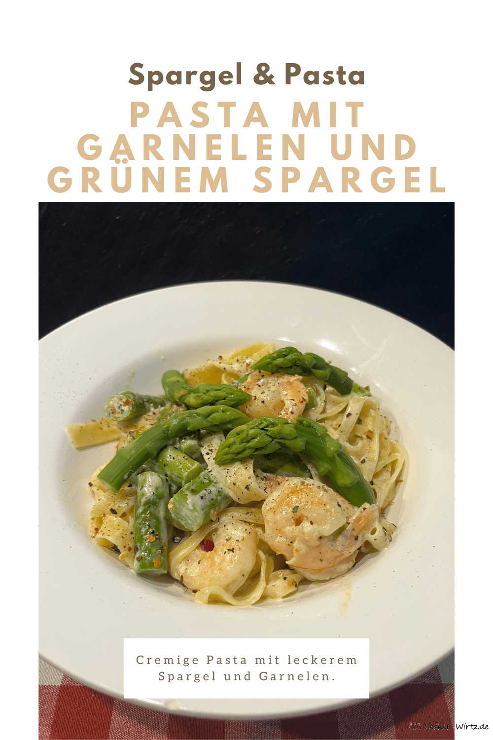 Pasta mit Garnelen und grünem Spargel