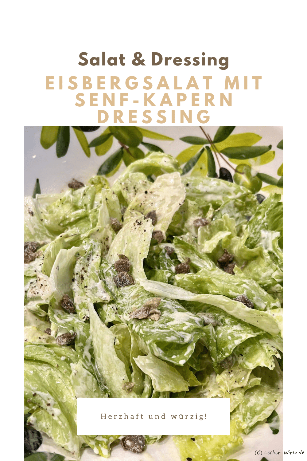 Eisbergsalat mit Senf-Kapern Dressing