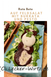 Rote Bete auf Feldsalat mit Burrata und Pesto