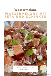 Wassermelone mit Feta und Schinken