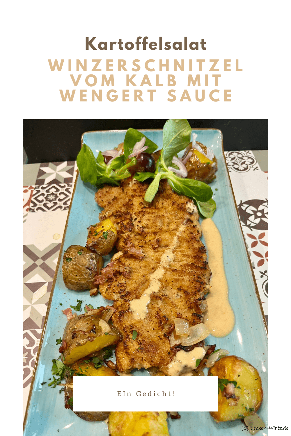Winzerschnitzel vom Kalb mit Wengert Sauce, Rebknollenpfanne und herbstlichem Traubenlese-Salat