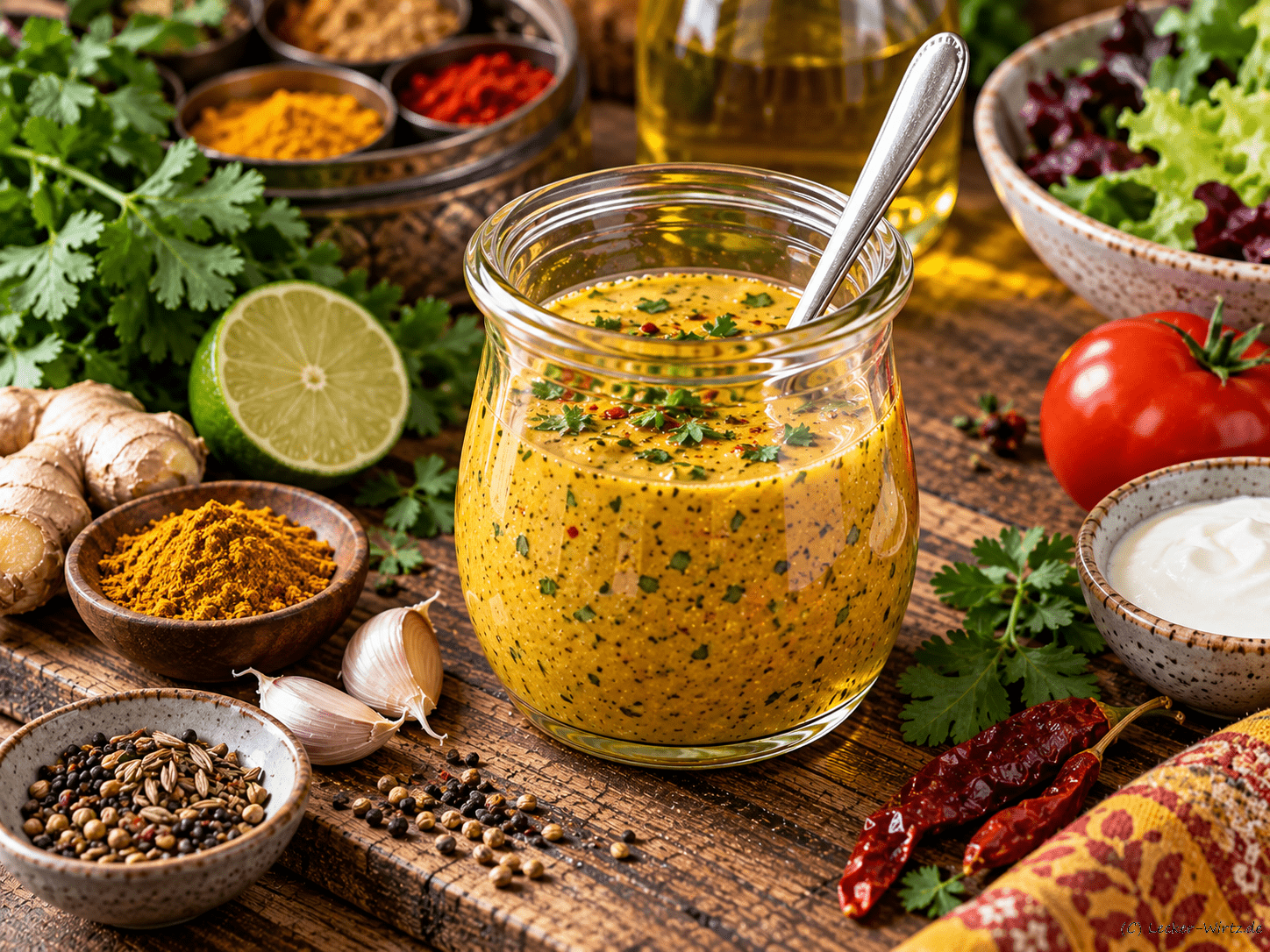 Indian Dressing mit geröstetem Sesam